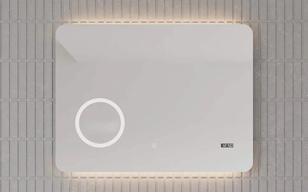 Oglindă lemn masiv cu iluminare LED pentru Baie Glint