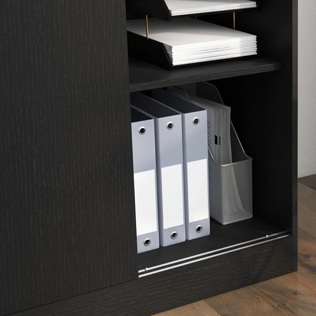 HOMCOM Dulap de Birou 3 Rafturi cu Încuietoare și 2 Chei de Securitate 80x40x120 cm Negru | Aosom Romania