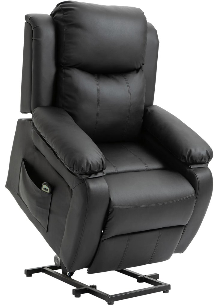 HOMCOM Fotoliu Relax Electric cu Ridicare și Reclinare 160°, Telecomandă, 76x90x105 cm, Negru | Aosom Romania