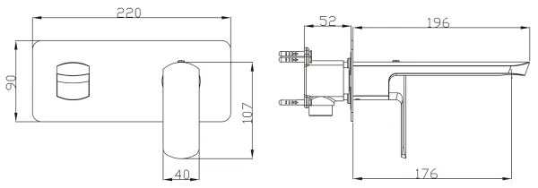 Sapho - Baterie pentru lavoar încastrată MIXONA, 9 x 19,6 cm, crom lucios