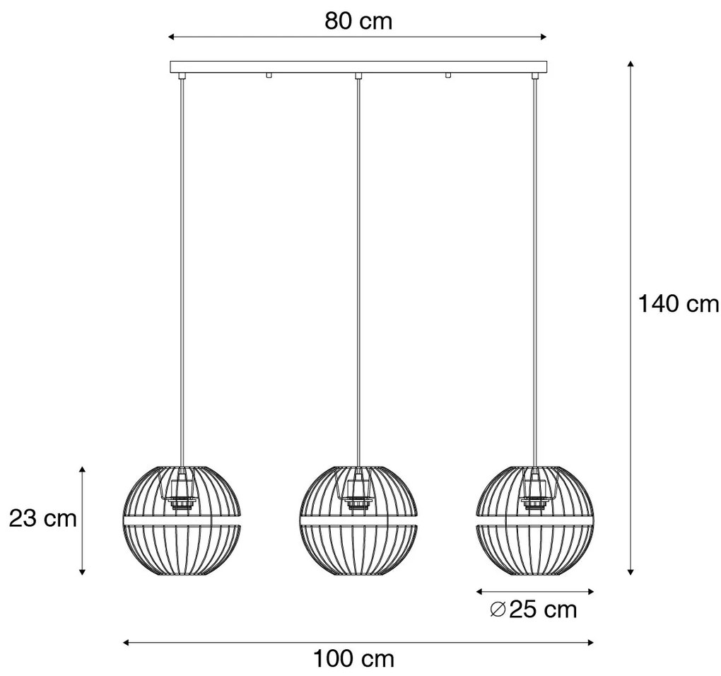 Lampă modernă cu pandantiv neagră cu 3 lumini - Sphaera