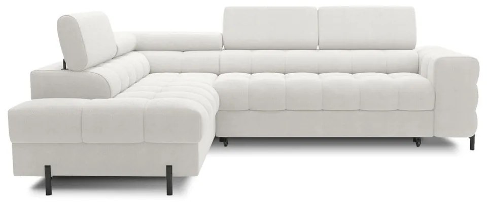 Colțar crem extensibil/cu spațiu de depozitare cu tapițerie din țesătură bouclé (cu colț pe partea stângă/în formă de ”L”) Ferucce – ELTAP