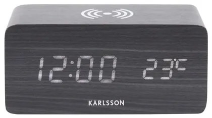 Karlsson 5933BK Ceas cu alarmă cu LED / ceas cu încărcare 15 cm, negru