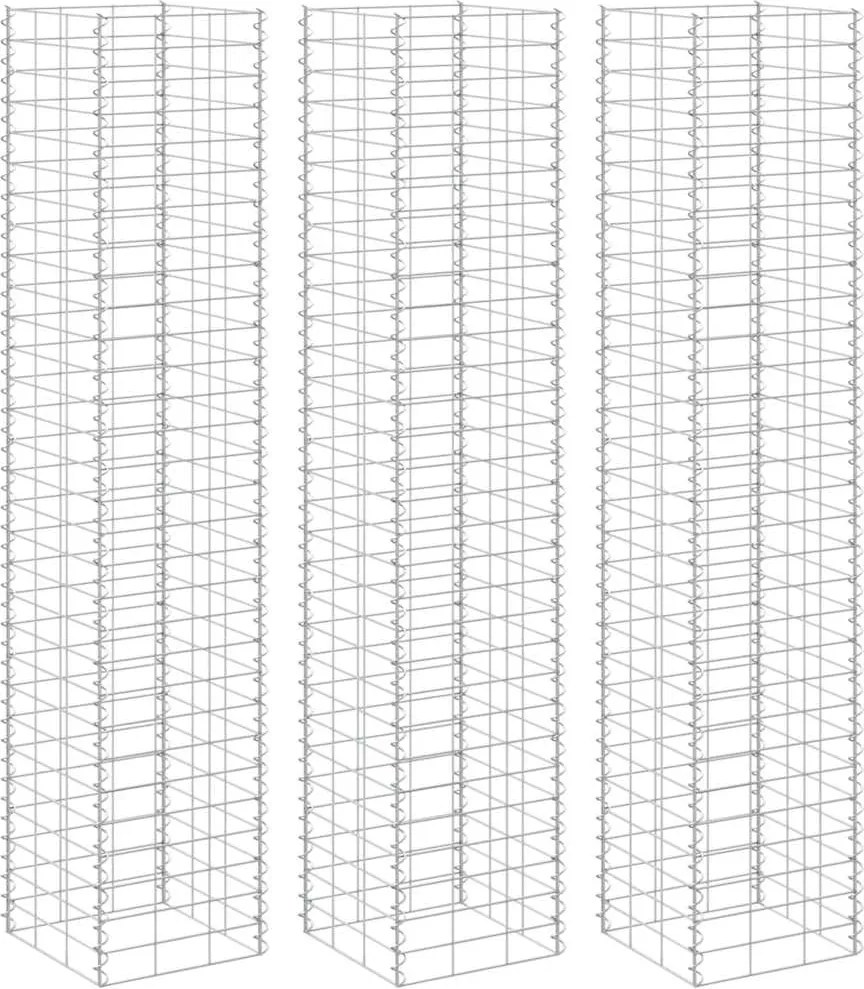 vidaXL Straturi înălțate de gabioane, 3 buc., 30x30x200 cm, fier