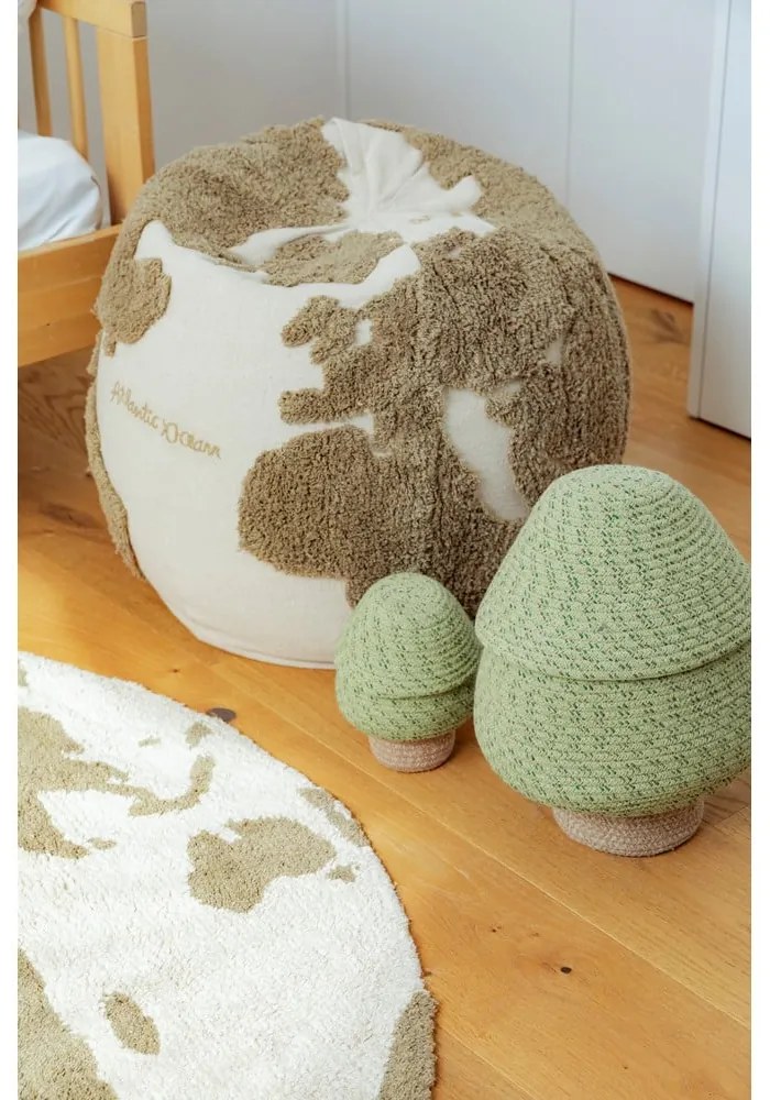 Fotoliu puf pentru copii verde-crem World Map – Lorena Canals