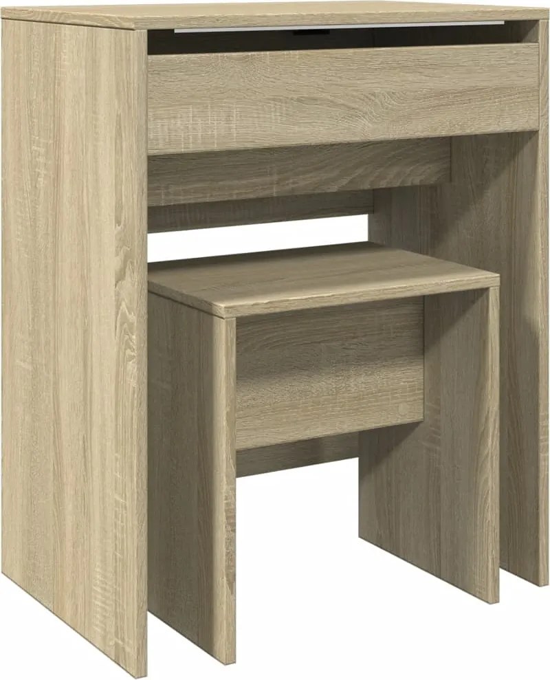 vidaXL Masă de toaletă și taburet, stejar sonoma, 60x40x113,5 cm