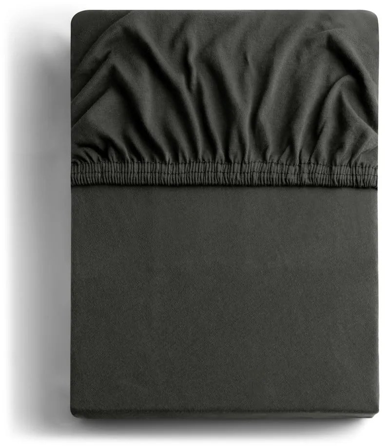 Cearceaf gri închis din jerseu cu elastic 120x200 cm Amber – Restilo
