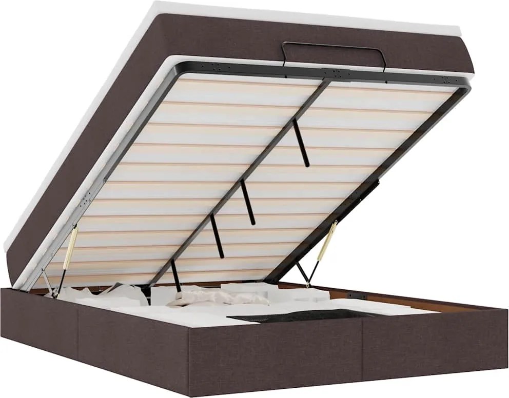 vidaXL Cadru de pat otoman cu saltea țesătură maro închis 140x190cm