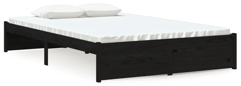 814923 vidaXL Cadru de pat mic dublu, negru, 120x190 cm, lemn masiv