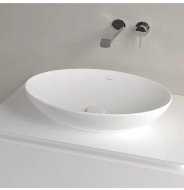 Lavoar pe blat, Villeroy&amp;Boch Loop&amp;Friends, material TitanCeram, 56x38cm, fara preaplin, Alb Alpin, 4A470101