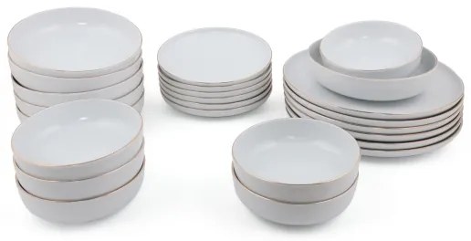 Set de masă, 24 piese, porțelan alb cu accente aurii