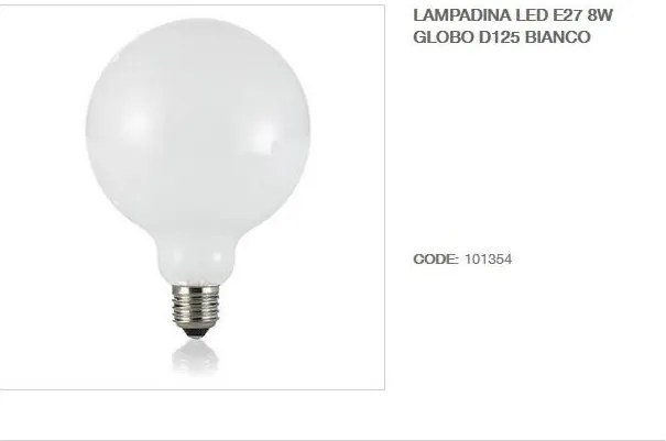 Bec LED E27 8W GLOBO D120 BIANCO 3000K 101354