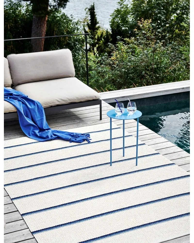 Covor pentru exterior și interior albastru/crem 70x90 cm Olle Blue Vanilla – Pappelina