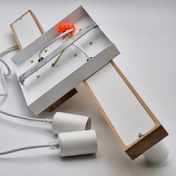 Lustră pe cablu CORTINA 4xE27/15W/230V alb/stejar