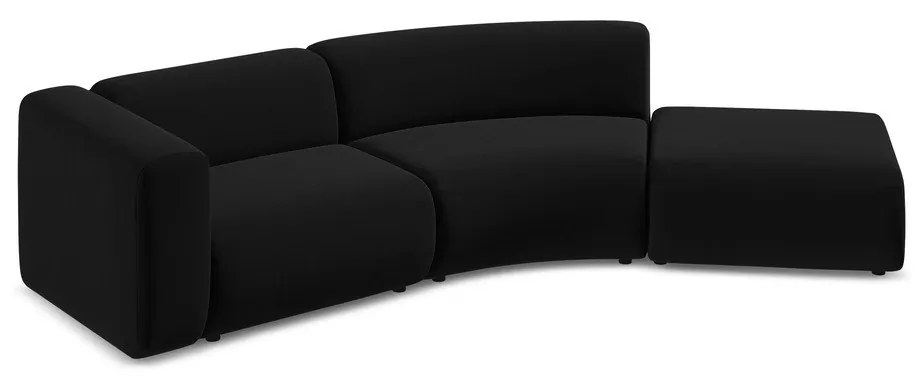 Șezlong negru cu tapițerie din catifea (cu colț pe partea dreaptă) Ekahi – Makamii