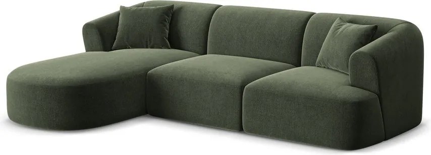 Colțar verde cu tapițerie din catifea (cu colț pe partea stângă/cu șezlong) Campi – Cosmopolitan Design