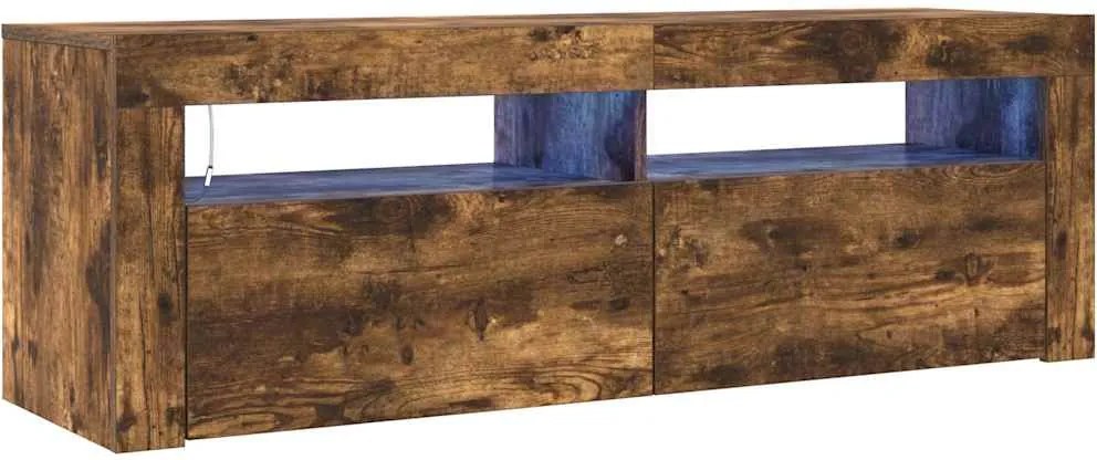 vidaXL Comodă TV cu lumini LED, stejar fumuriu, 120x35x40 cm
