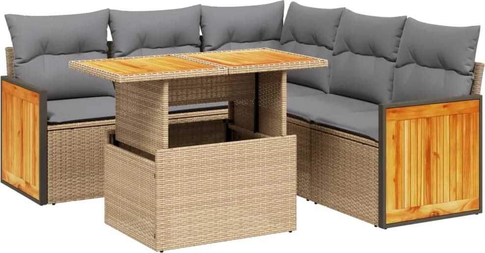 vidaXL Set canapele de grădină cu perne, 6 piese, bej, poliratan