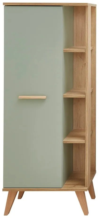 Dulap de baie verde cu aspect de lemn de stejar 51x128 cm Set 923 - Pelipal