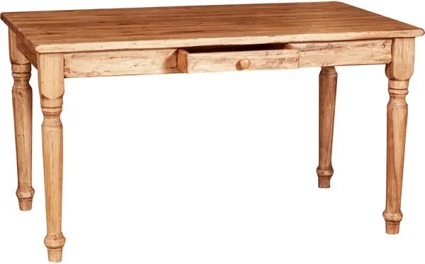 Masa fixa, L140 80 H80 cm, cu sertar, lemn masiv natur antic