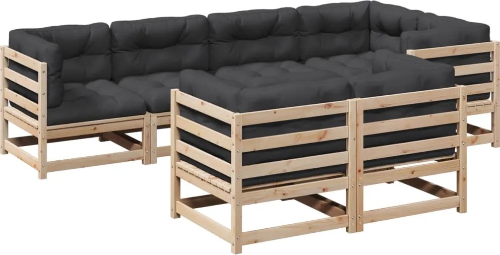 vidaXL Set canapele grădină cu perne, 7 piese, lemn masiv de pin