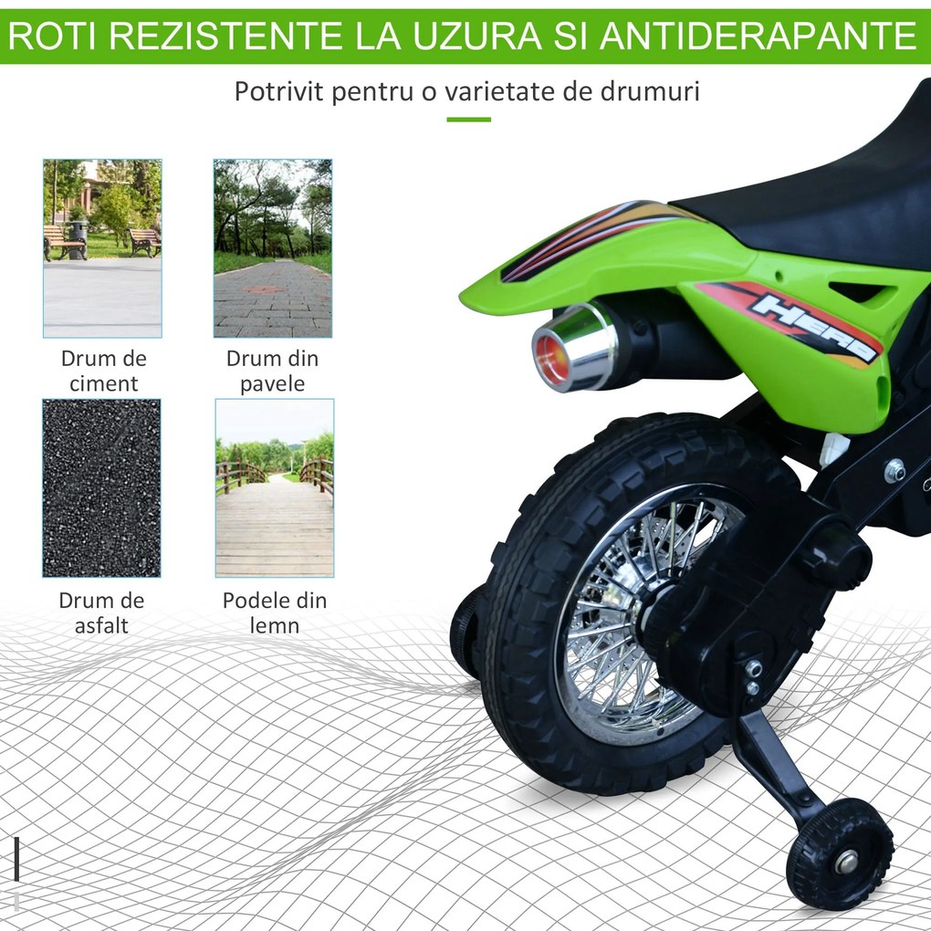 Motoreta MotoCross Electrica pentru Copii HOMCOM, 107x53x70cm | Aosom RO
