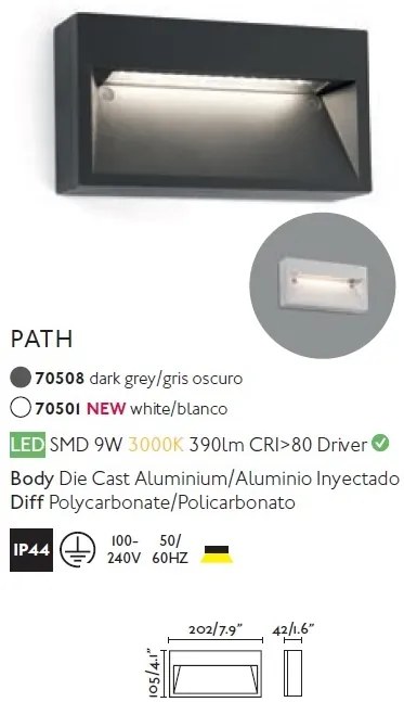 Aplica LED de exterior IP44 iluminat ambiental PATH gri
