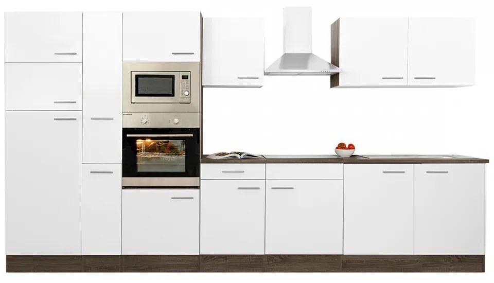 Mobilă de bucătărie Yorki 360, corp din stejar Yorki, cu față alb satinat