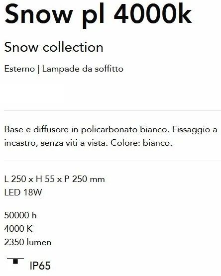 Plafoniera LED pentru Iluminat Exterior Snow pl 4000K, Protectie IP65