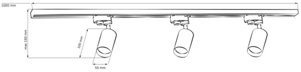 Spot pentru sistem de șină PARIS 3xGU10/10W/230V + 1 m sistem de șină