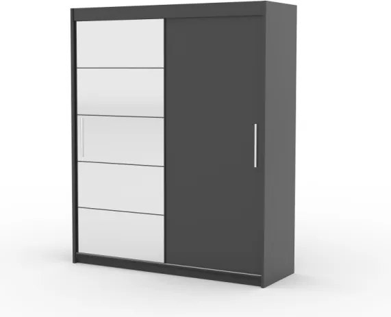 Dulap cu usi glisante si oglinda, 180x215 cm, Esti, ADRK Furniture (Culoare: Negru)