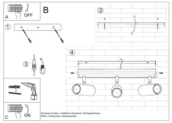 Spot DIREZIONE 3xGU10/40W/230V alb