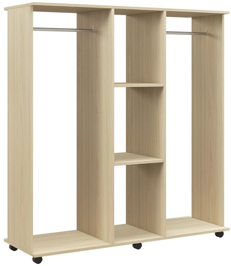 HOMCOM Dulap șină Mobilier de Depozitare Mobil 6 role 120L x 40l x 128Î cm din lemn natural | Aosom Romania