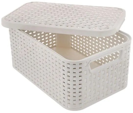 Cos rufe, 2 manere, capac, plastic, crem, 45x33x25 cm, Curver