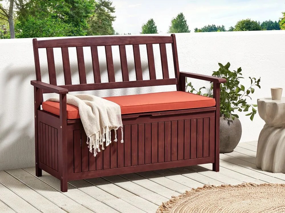 Bancă de grădină Sefu (lemn salcâm + roșu) (cu sp. depozitare)). 1075965