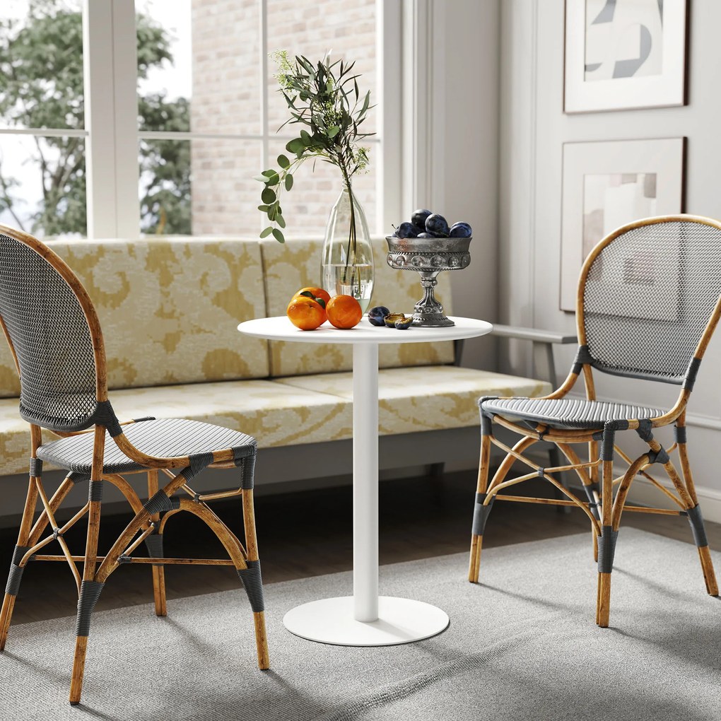 HOMCOM Masă de Dining Rotundă și Modernă pentru 2 Persoane din Oțel, Albă | Aosom Romania