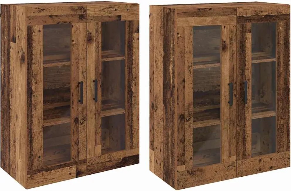 vidaXL Mobilier cu Montaj pe Perete 2 pcs Lemn vechi 69,5 x 34 x 90 cm