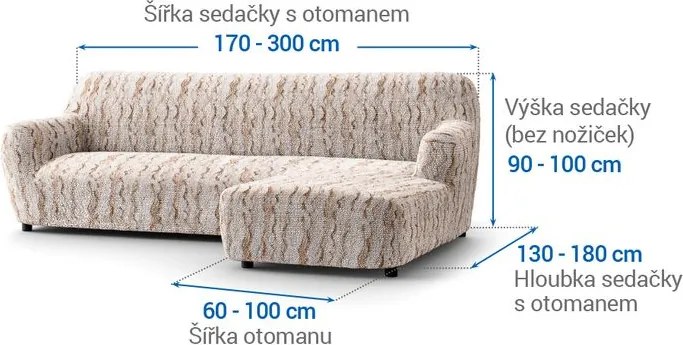 Gaico Huse bielastice OCEANO NOU bej canapea cu otoman dreapta (l. 170 - 300 cm)