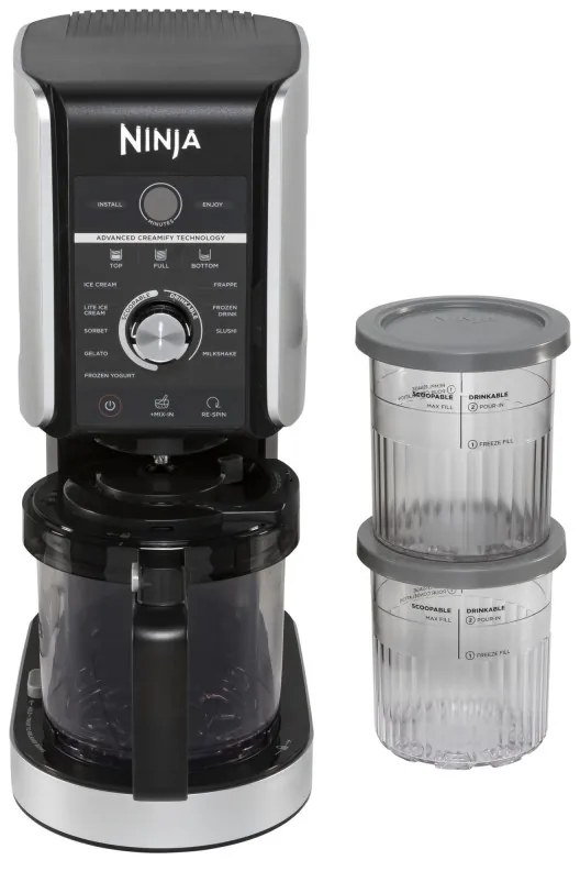 Masina de inghetata Ninja Creami Deluxe NC502EU, 800W, 10 programe, 2 recipiente 709 ml, CREAMify, Negru