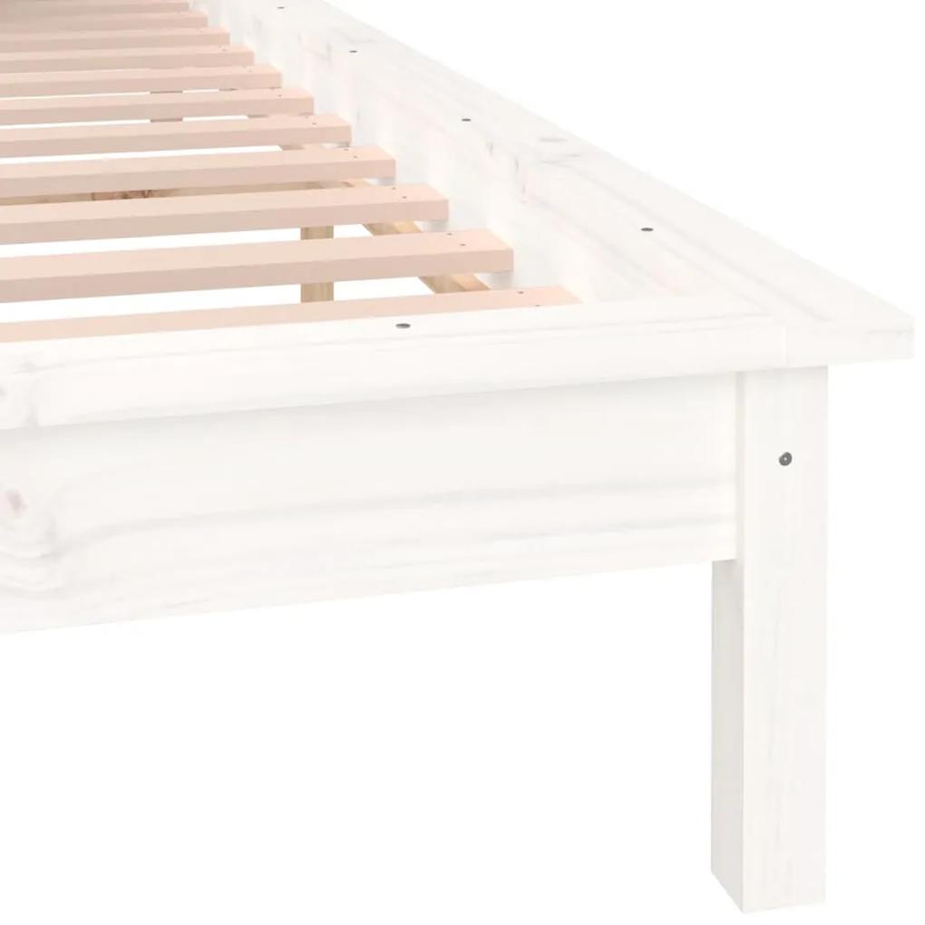 Cadru de pat cu LED King Size 5FT, alb, 150x200 cm, lemn masiv Alb, 150 x 200 cm