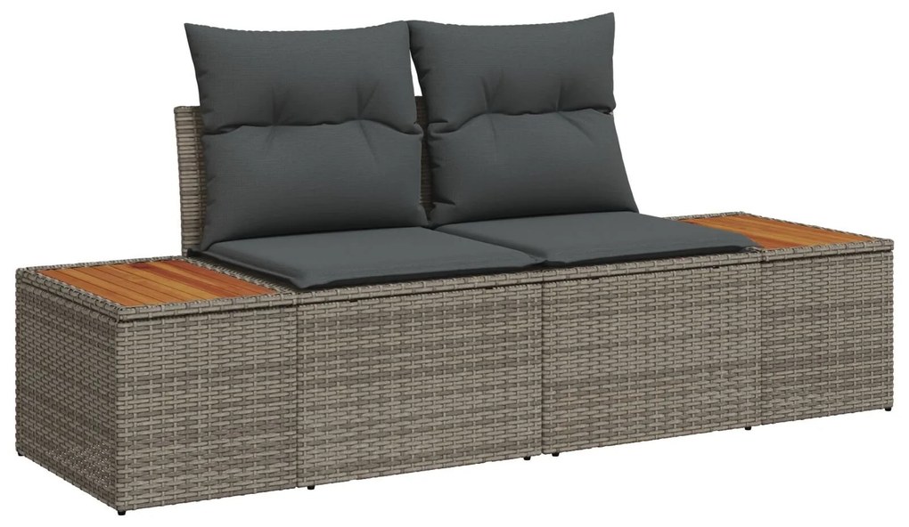 vidaXL Set Grădină 8 Piese cu Perne Gri din Ratan Poly Acacia