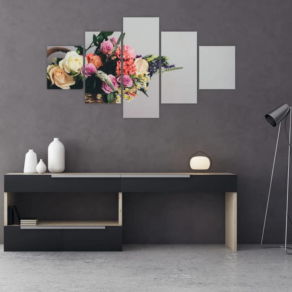 Tablou cu coș și flori (125x70 cm), în 40 de alte dimensiuni noi