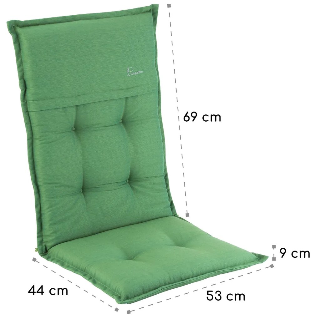 Coburg, pernă, pernă pentru fotoliu, spătar înalt, pernă scaun de grădină, poliester, 53 × 117 × 9 cm, 2 x pernă