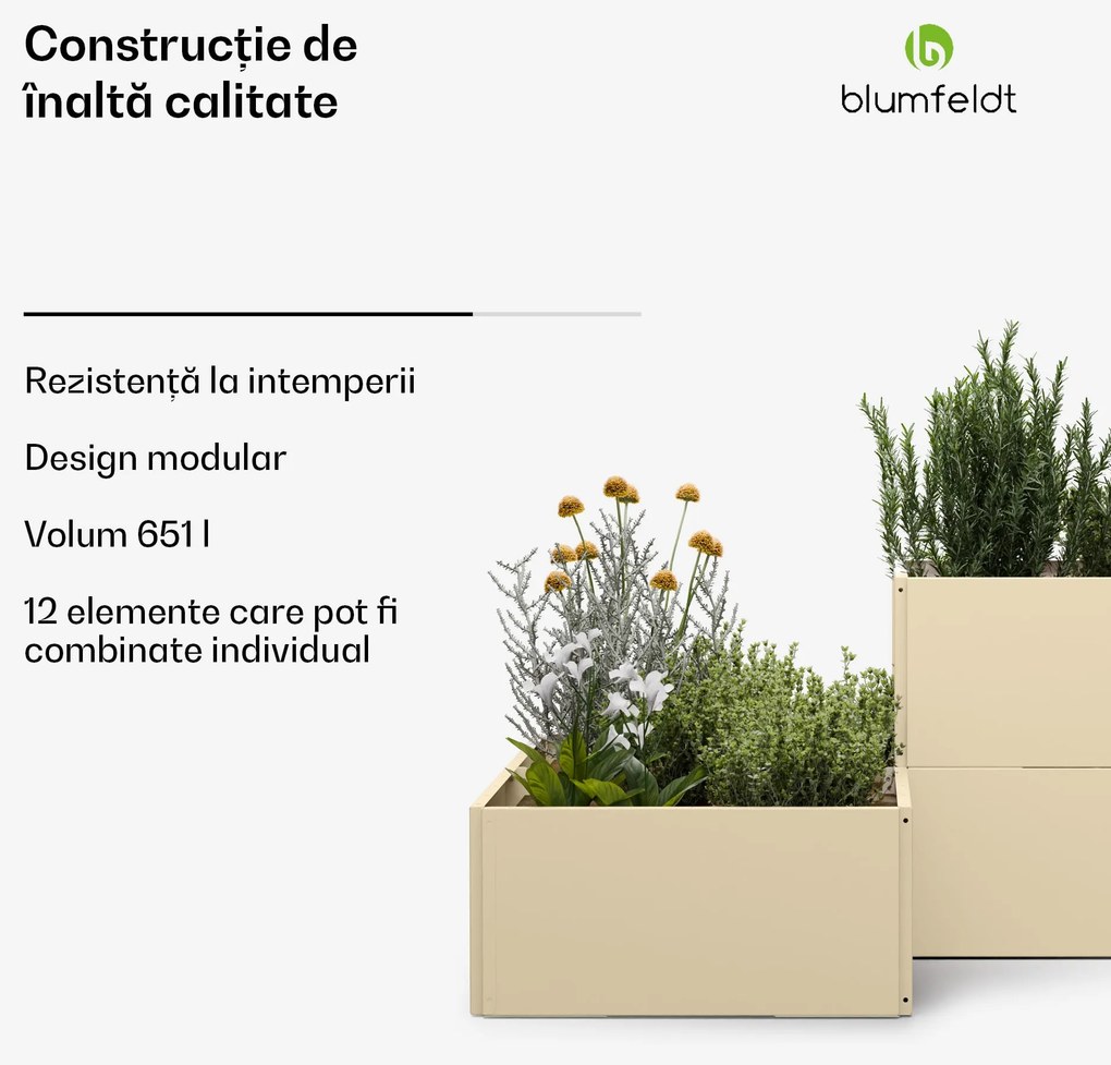 Ghiveci de grădină Versagrow cu 12 module, formă individuală, grosime 1 mm, oțel inoxidabil