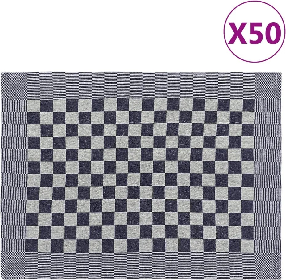 vidaXL Prosoape de bucătărie 50 buc. albastru și alb 50x70 cm bumbac