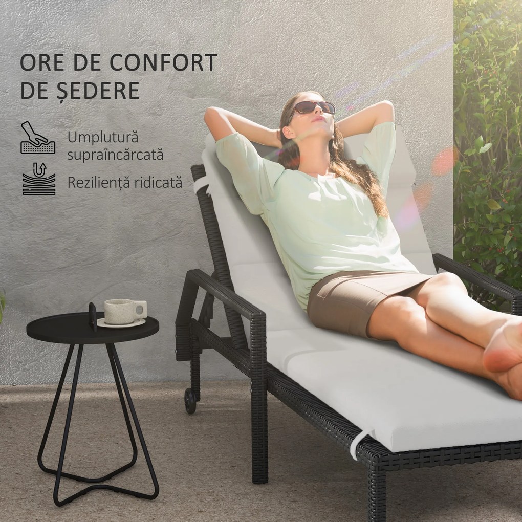 Outsunny Pernă de Lux pentru Șezlong Exterior cu Tetieră și Legături, Perfectă pentru Relaxare, Gri Deschis | Aosom Romania