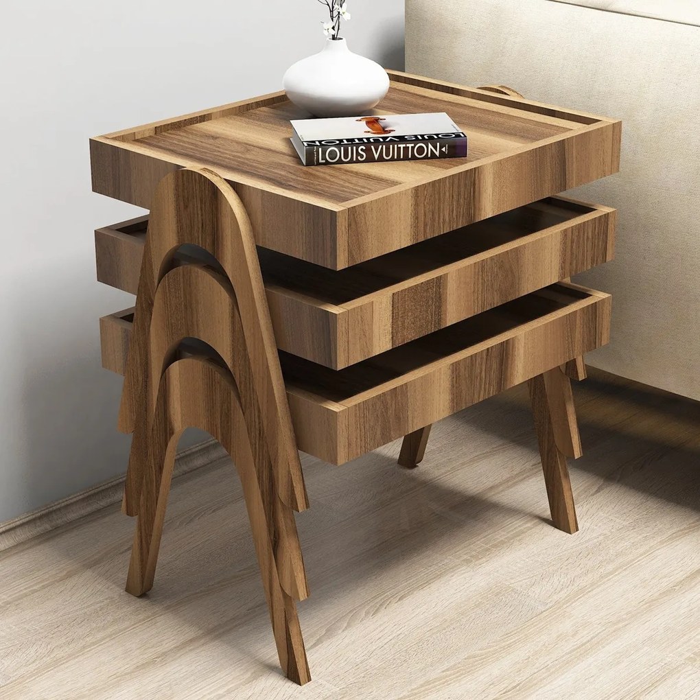 Masă pliantă Roma Walnut, 3 buc