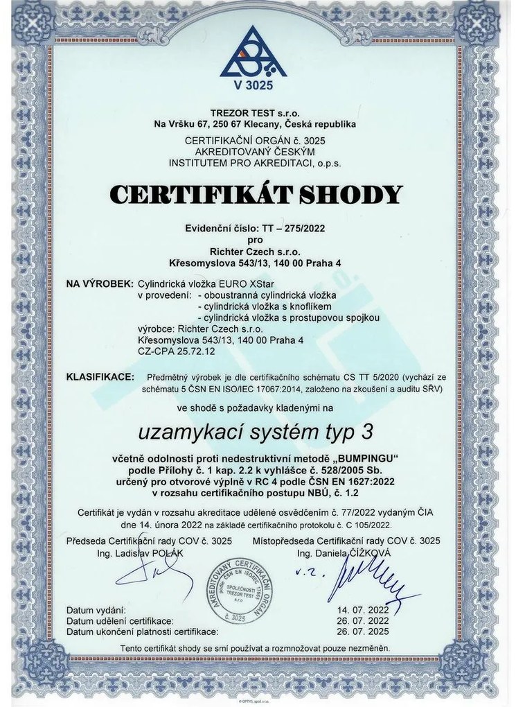 Cilindru cu buton Richter EXR.30/40K.NI em 30+40Kmm, 6 chei