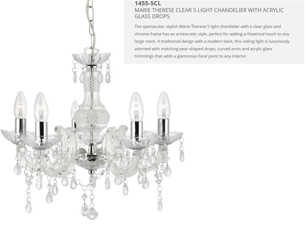 Candelabru stil clasic Marie Therese 5L transparent 1455-5CL SRT