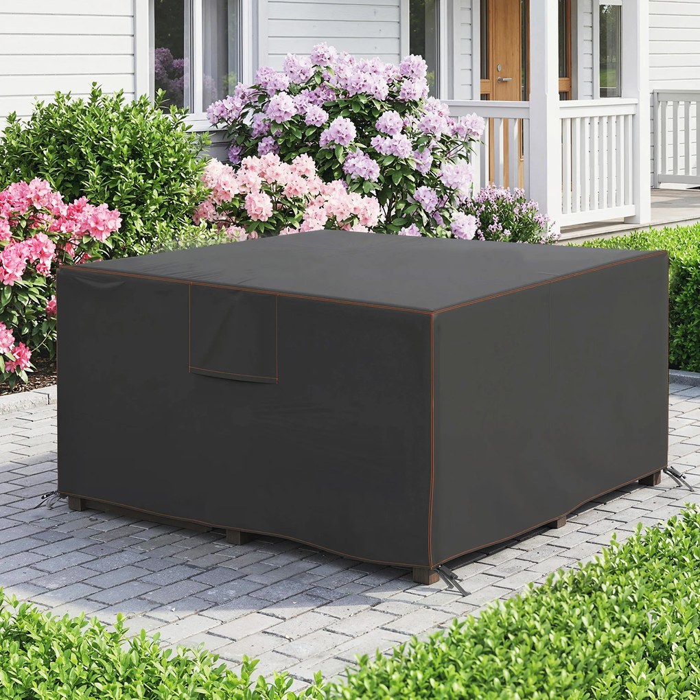 Outsunny Husă de protecție pentru mobilier de grădină rezistentă la iarnă, impermeabilă, anti-UV, material Oxford 420D 125x125x74cm Negru | Aosom Romania